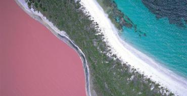 Lac roz - un miracol al planetei noastre Lac roz neobișnuit Hilllier Australia